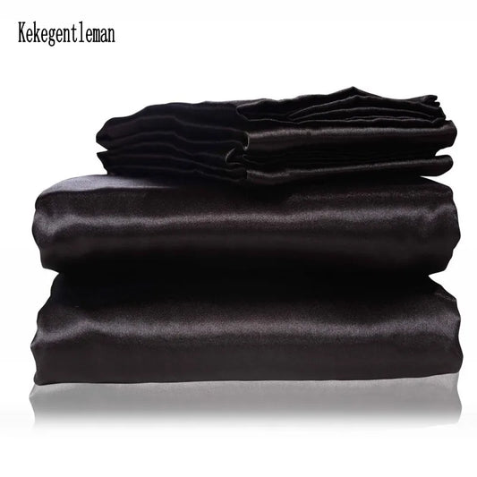 Luxury Satin Black Bedding Set With Duvet Cover