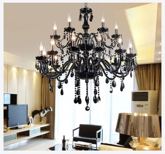 Luxury Black Crystal Chandelier Lighting 18/15/10/8/6 Arms