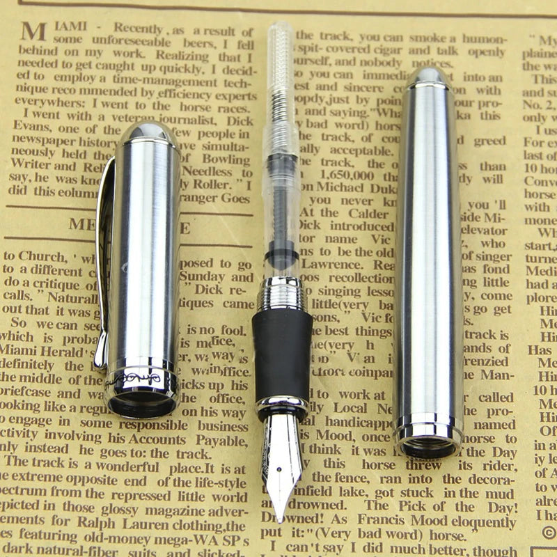 Jinhao X750 Silver Stainless Steel Fountain Pen Medium 18KGP Nib