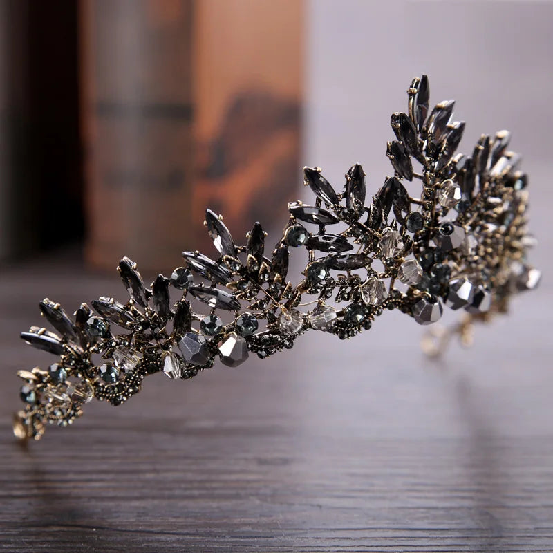 Black Baroque Vintage Crystal Rhinestone Tiaras