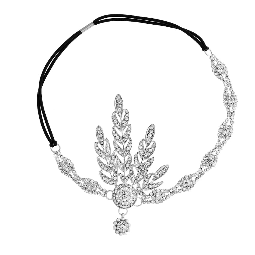 Art Deco Women 1920s Vintage Headpiece Leaf Medallion Pearl Headband