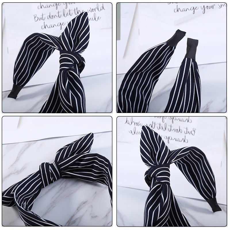 Side Bow Cloth Striped Headband