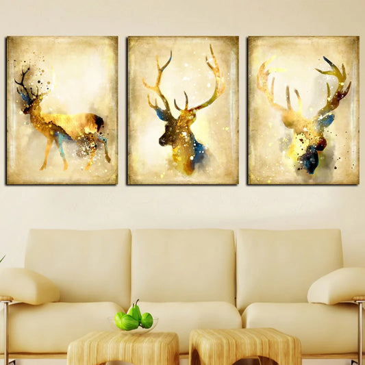 Nordic Abstract Artistic Deer Elk Canvas Giclee Print