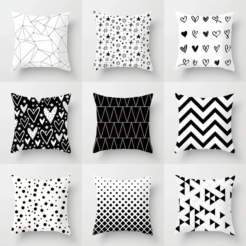 Black and White Geometric Decorative Pillow Covers