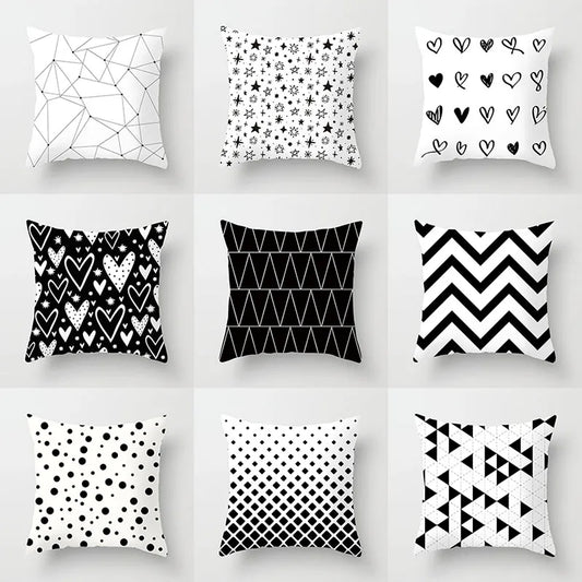 Black and White Geometric Decorative Pillow Covers