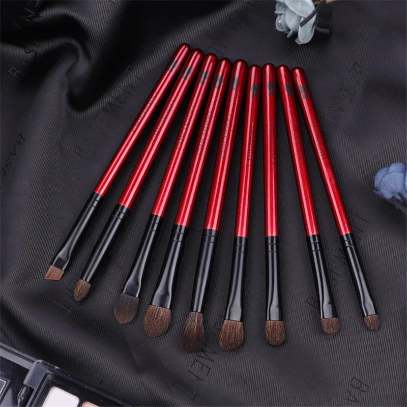 Professional 9Pcs Eye Makeup Brush Set Natural Pony Hair