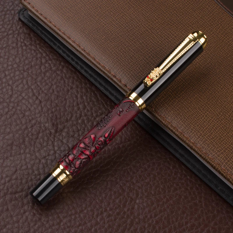 DIKA WEN 891 Red wine color Gold Dragon Clip roller ball pen High Quality