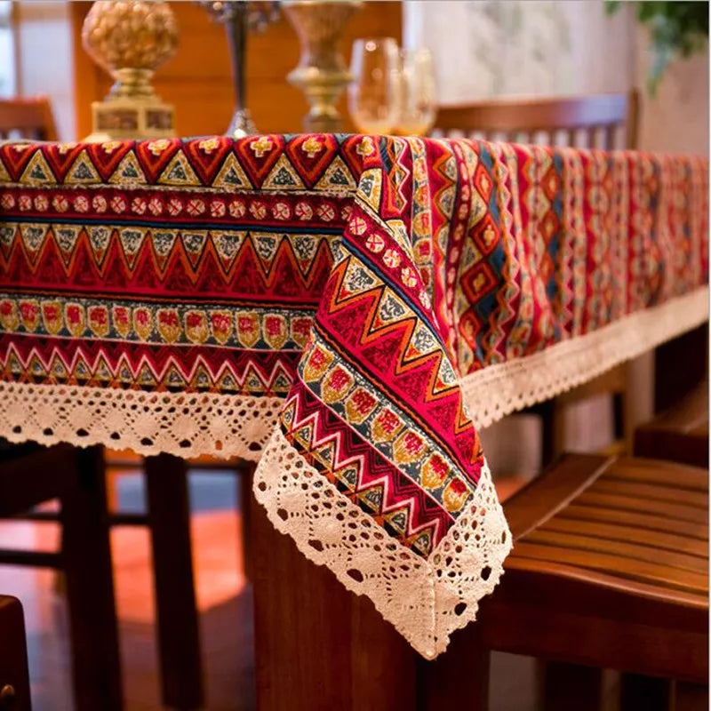 Bohemian Tablecloth Cotton Stripe