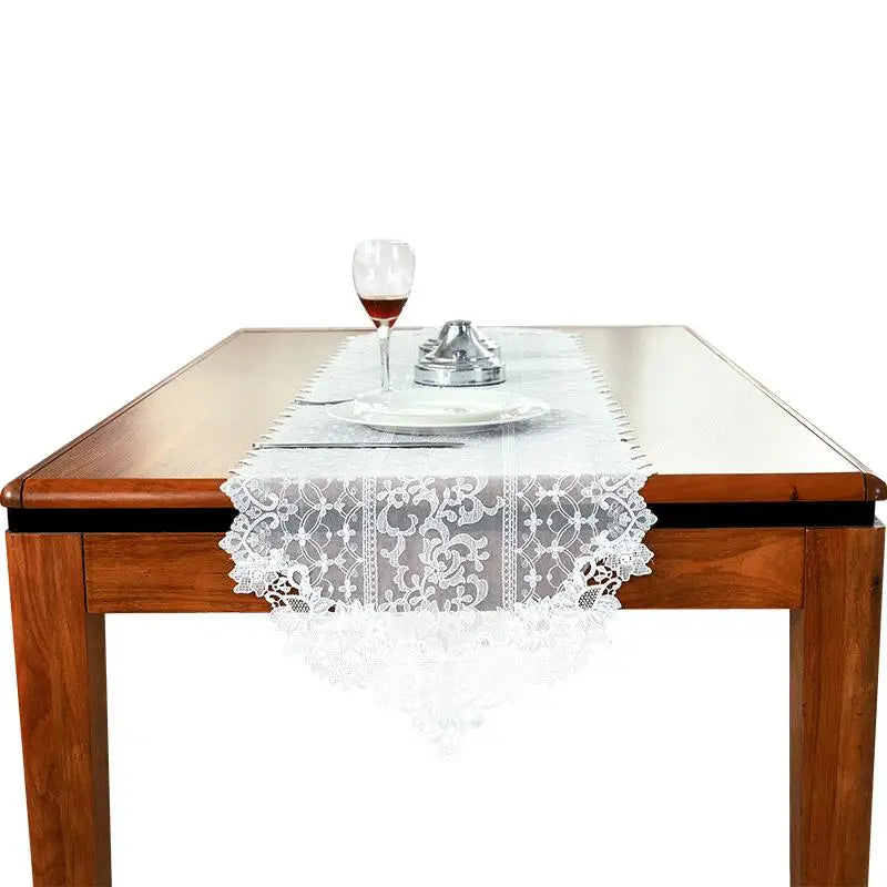 Lace Table Cloth  European Minimalist Table Runner White Coffee