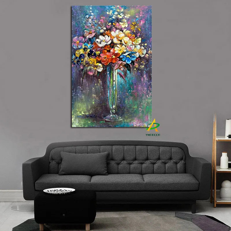 Orchid Flower in a Vase Canvas Painting Print