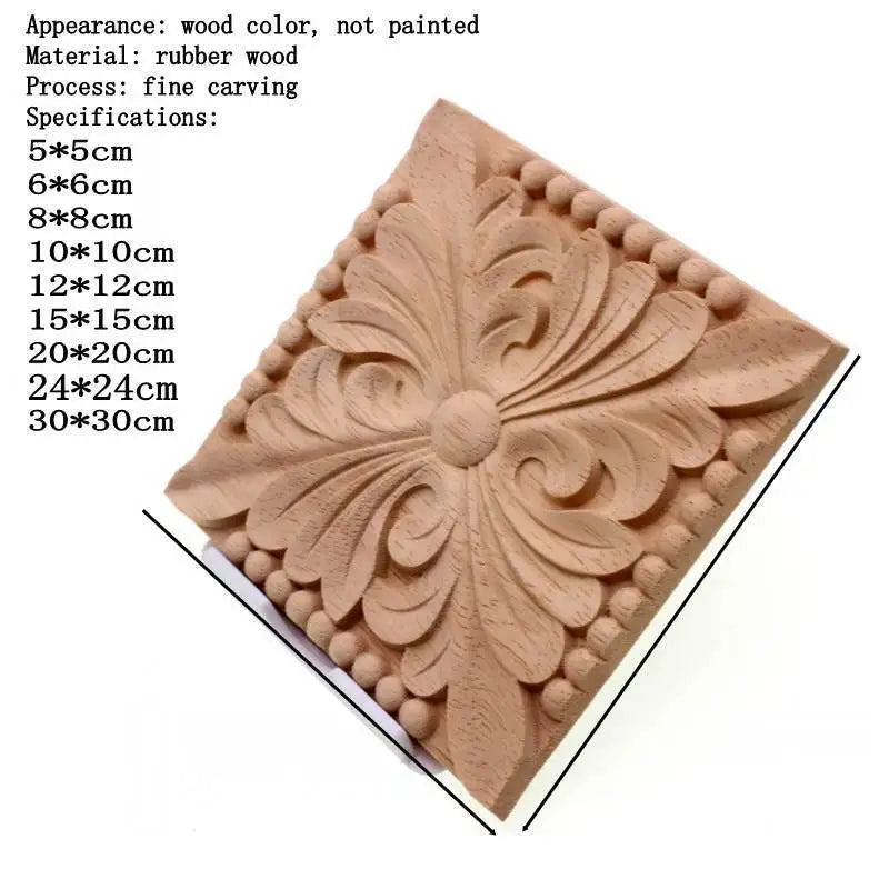 Natural Wood Appliques Square Flower