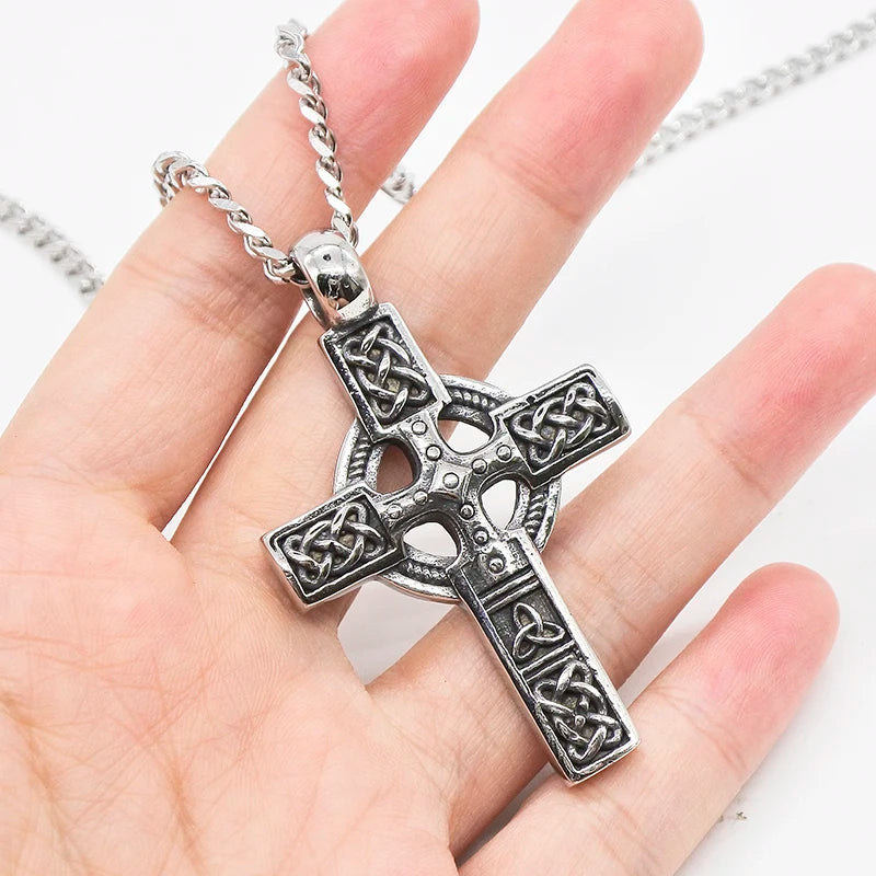 Cross Pendant Necklace Silver Chain Stainless Steel Christian