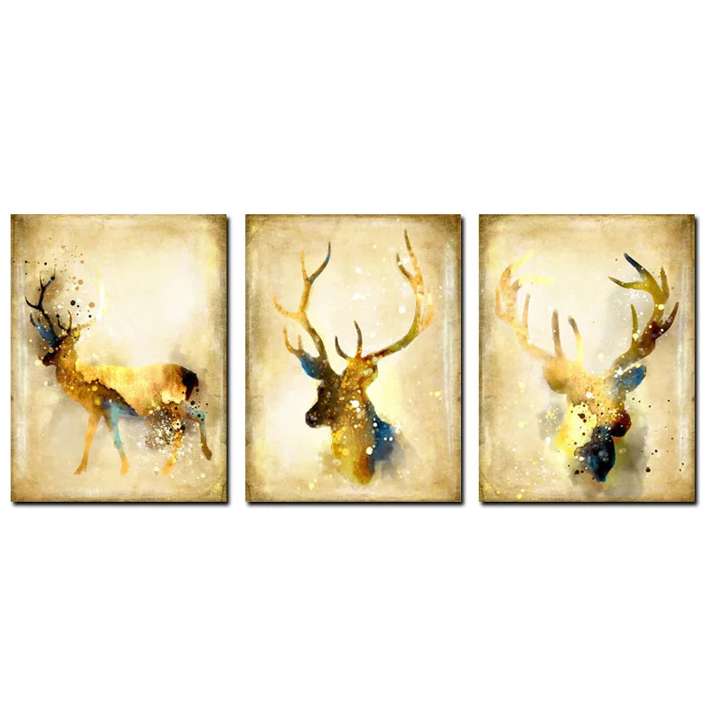 Nordic Abstract Artistic Deer Elk Canvas Giclee Print