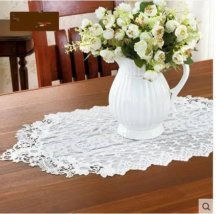 Lace Table Cloth  European Minimalist Table Runner White Coffee