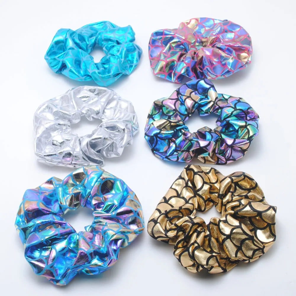 6Pieces Glitter Bling Metallic Large Hair Scrunchies