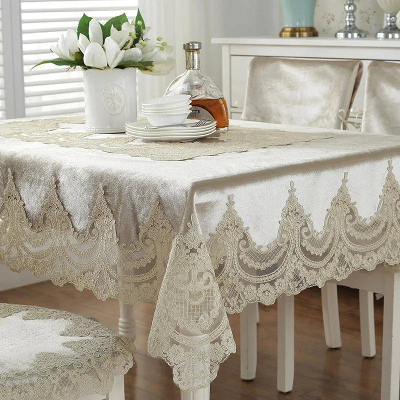 Europe Style Luxury Comfort Tablecloth Lace Edge