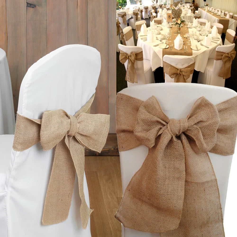 Rustic Vintage Burlap Chair Sashes Formal/Wedding 7 x 108in