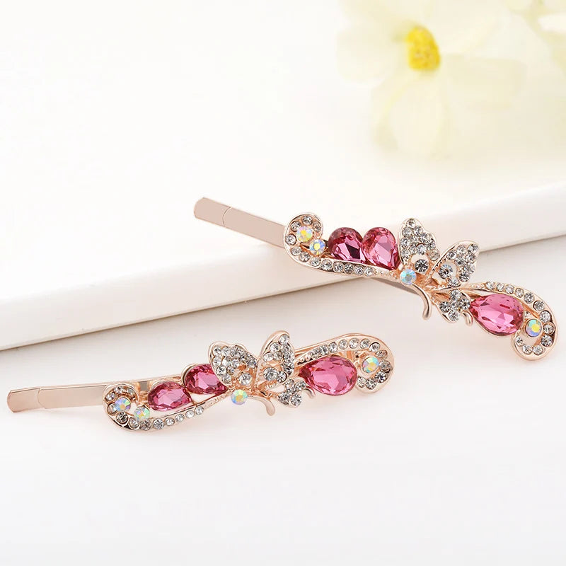 Crystal Rhinestone Butterfly Hair Clips