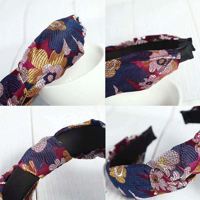 Bezel Vintage Floral Elastic Hairband