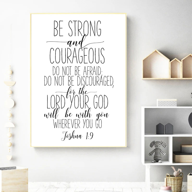 Bible Verse Joshua 1:9 Quotes Christian Art Be Strong And Courageous