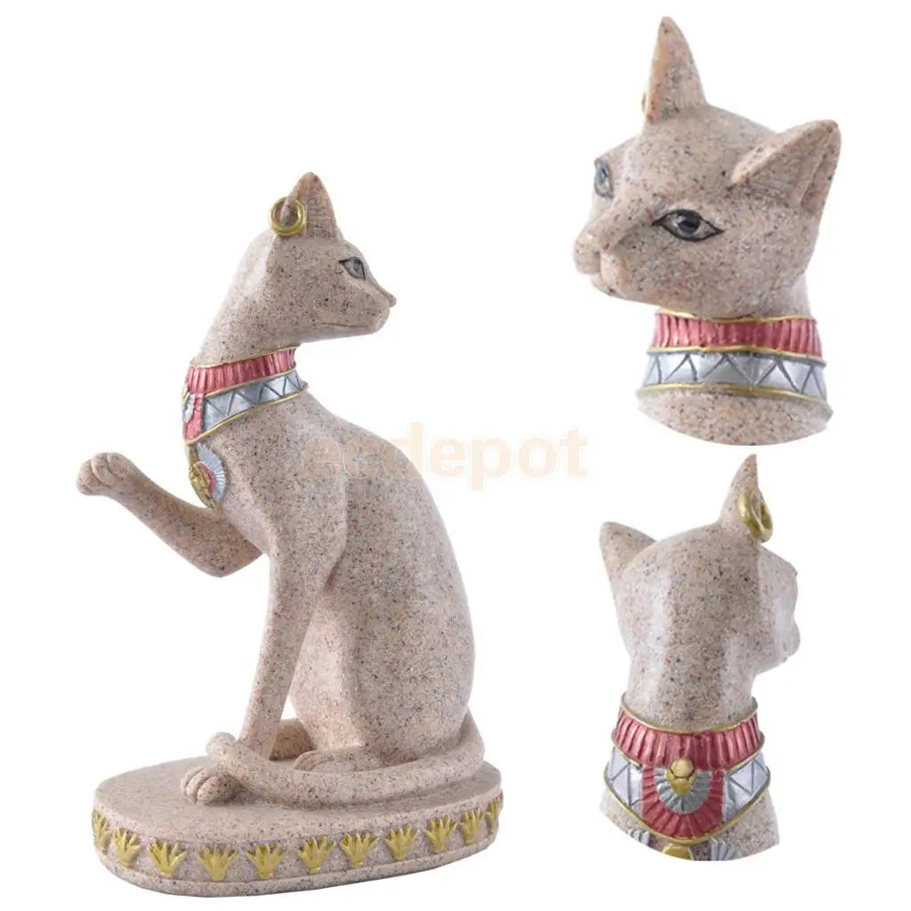 Hand Carved Egyptian Mau Cat Statue