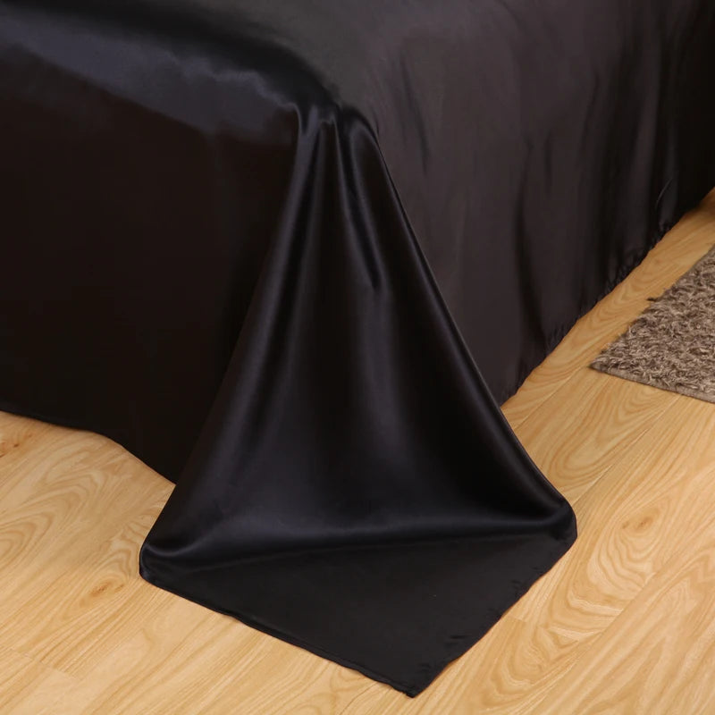 Luxury Satin Black Bedding Set With Duvet Cover