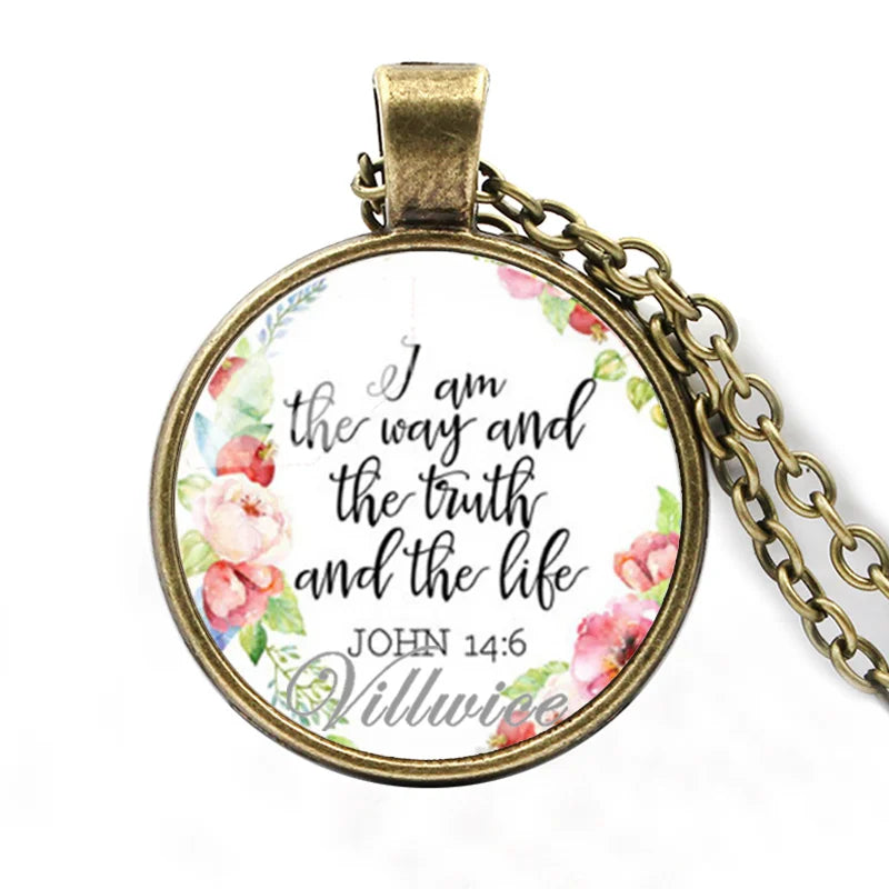 I am the way and the truth and the life John 14:6 Christian Necklace