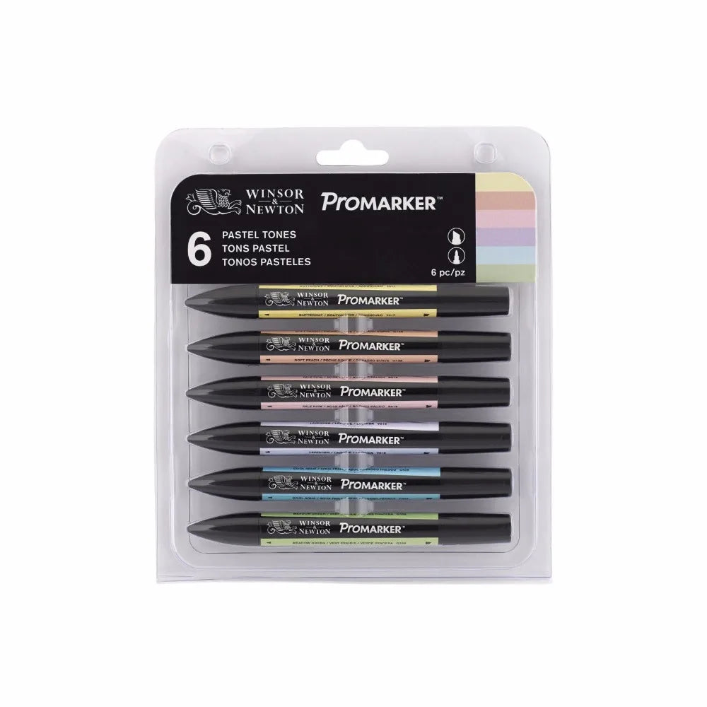 WINSOR & NEWTON Promarker Set Twin Tip Alcohol Based Marker Pens 6/12 Colors Design Professional Marker For Artists