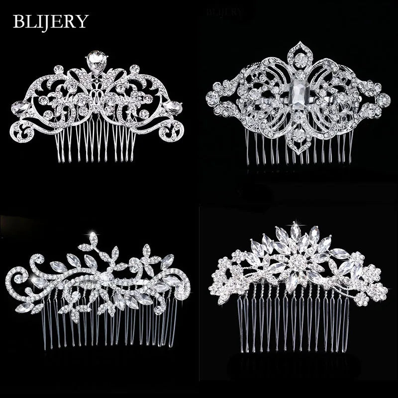 Trendy Silver Color Rhinestone Crystal Hair Comb