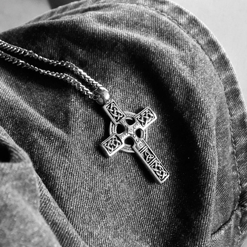 Cross Pendant Necklace Silver Chain Stainless Steel Christian