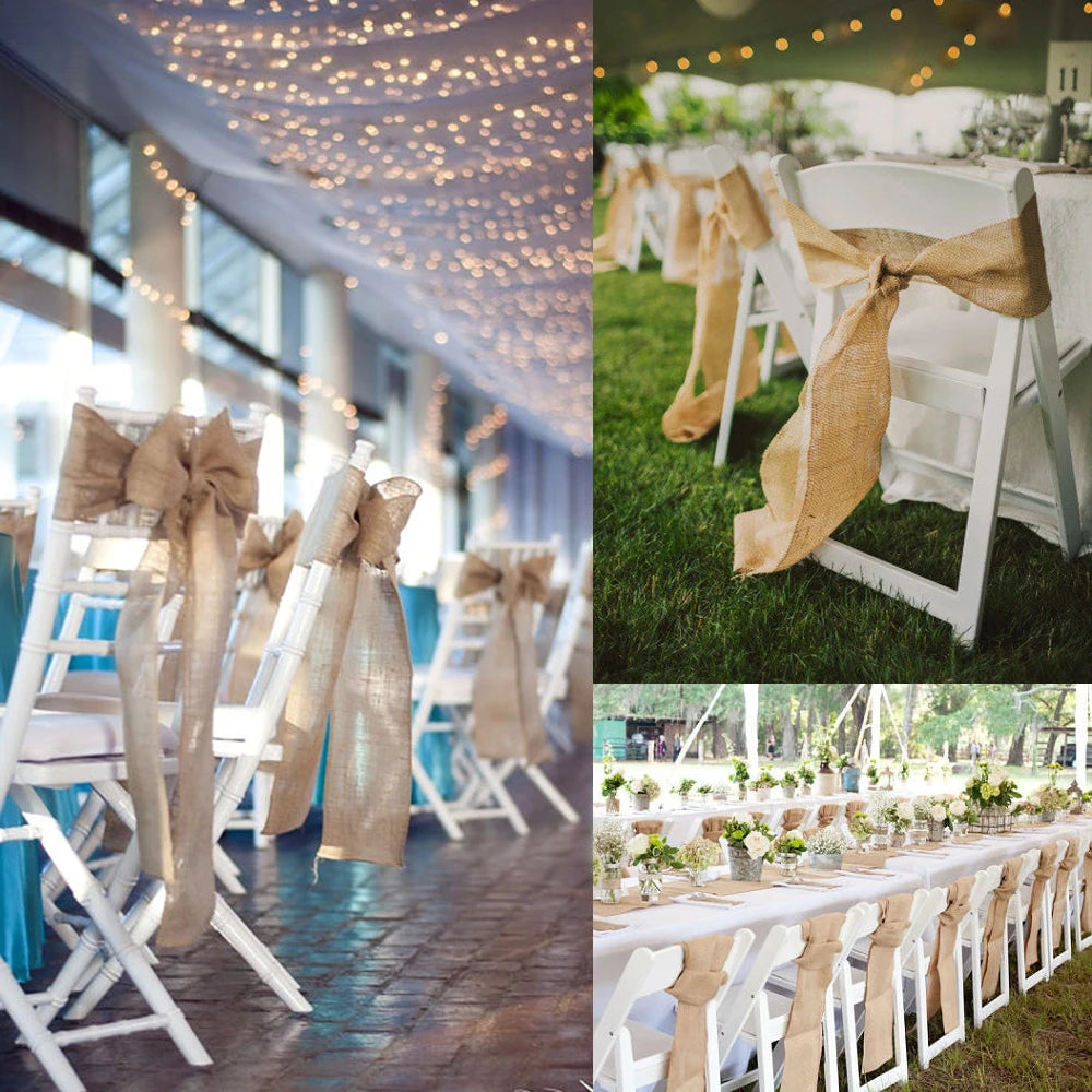 Rustic Vintage Burlap Chair Sashes Formal/Wedding 7 x 108in