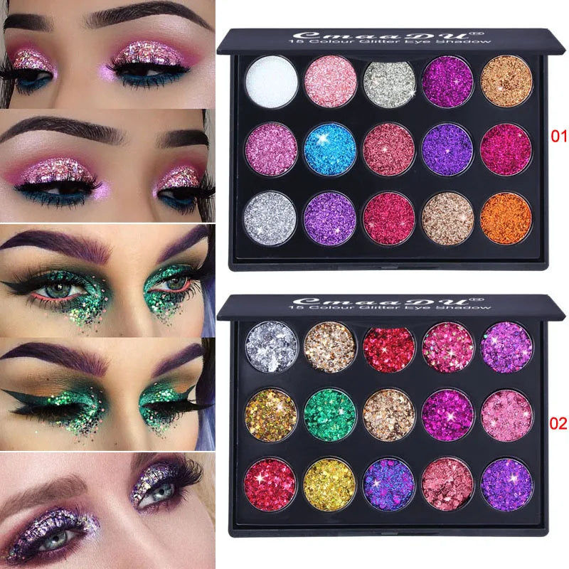 15 Colors Glitter Eyeshadow Pressed Glitters Palette