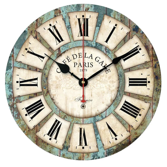 Shabby Chic Wood Clock Roman Numeral Vintage Wall Clock