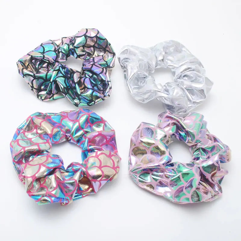 6Pieces Glitter Bling Metallic Large Hair Scrunchies