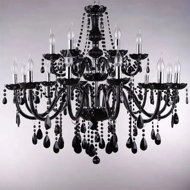 Luxury Black Crystal Chandelier Lighting 18/15/10/8/6 Arms