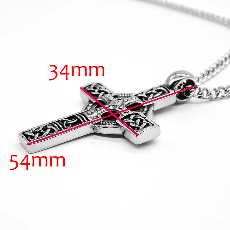 Cross Pendant Necklace Silver Chain Stainless Steel Christian