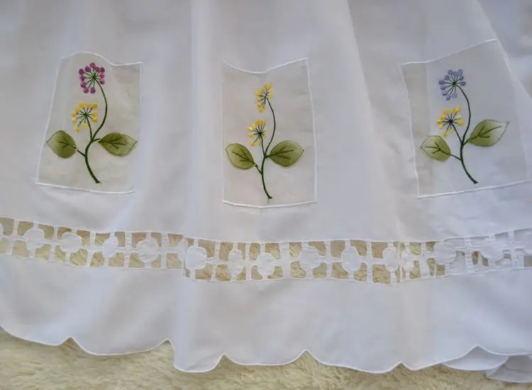 Rustic Exquisite Embroidery Floral Cutout Gauze