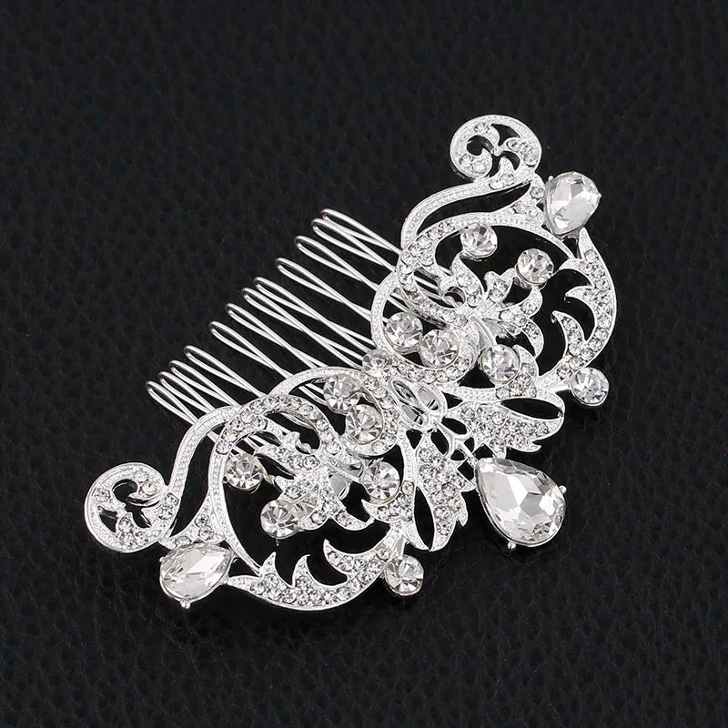 Trendy Silver Color Rhinestone Crystal Hair Comb