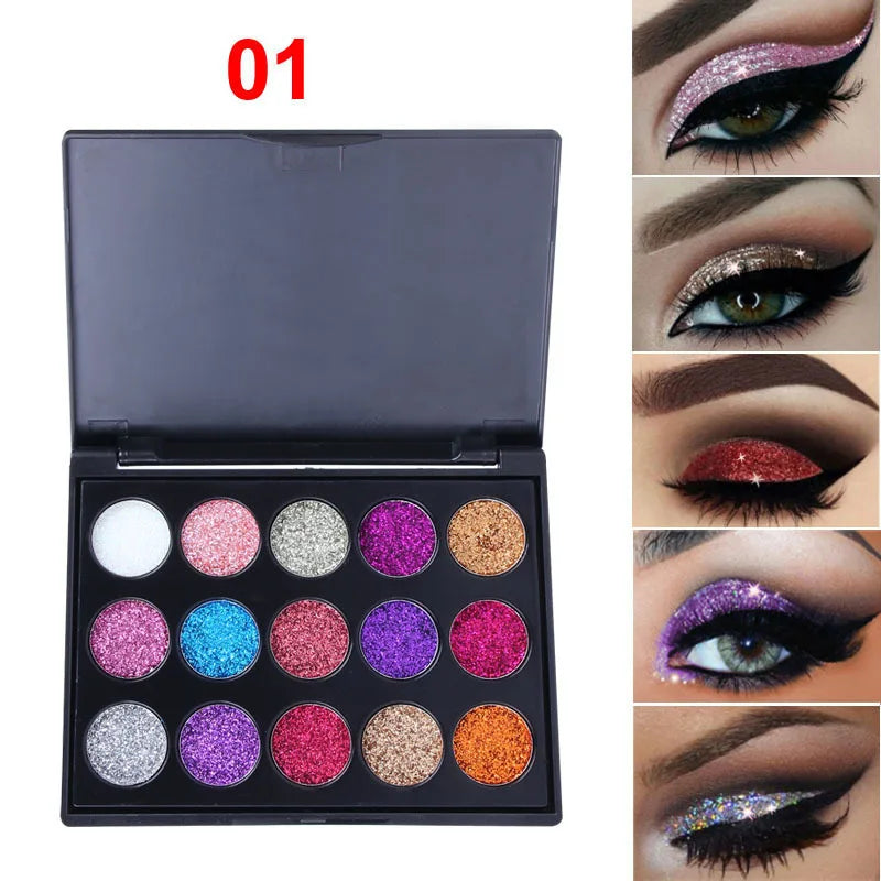 15 Colors Glitter Eyeshadow Pressed Glitters Palette