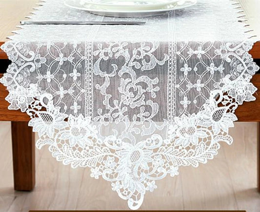 Lace Table Cloth  European Minimalist Table Runner White Coffee