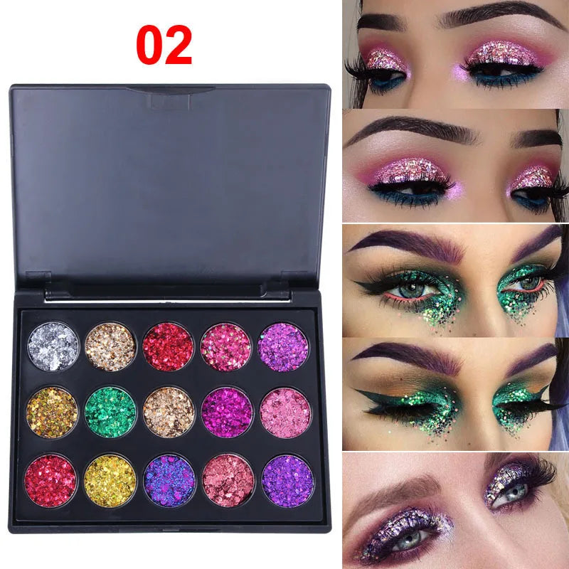 15 Colors Glitter Eyeshadow Pressed Glitters Palette