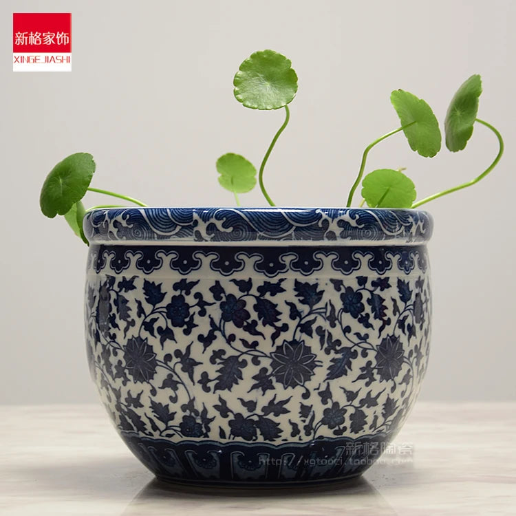 Blue and White Hydroponic Flowerpot