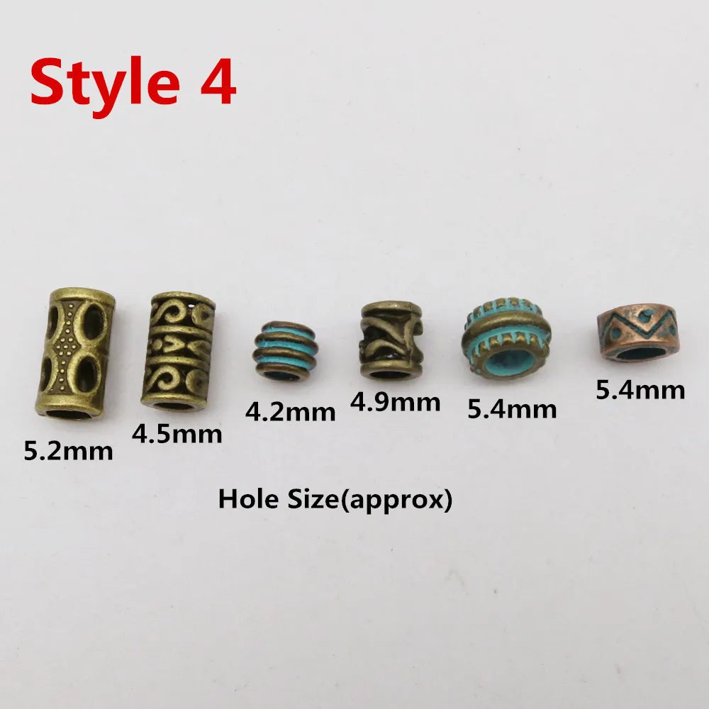 6Pcs/Pack mix Bronze Viking Rune hair braid rings