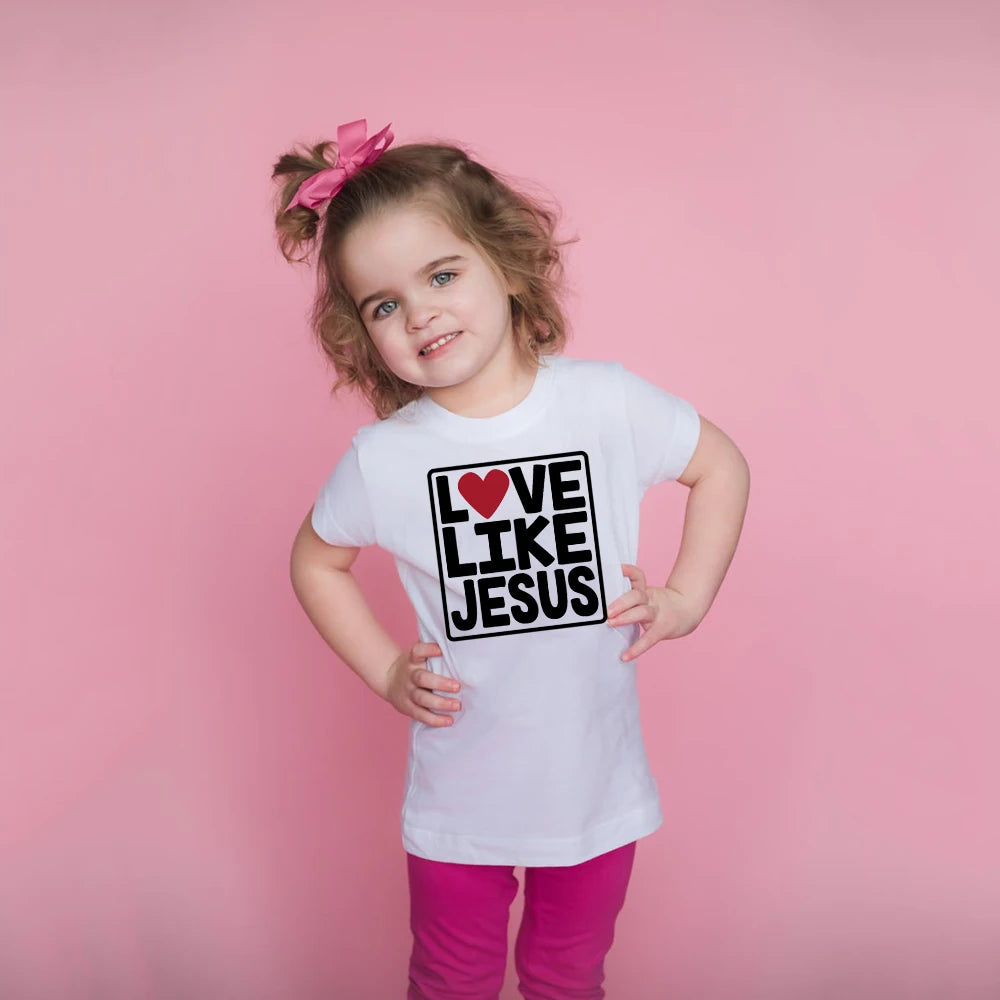 Love Like Jesus Kids Christian Heart Quote t-shirt