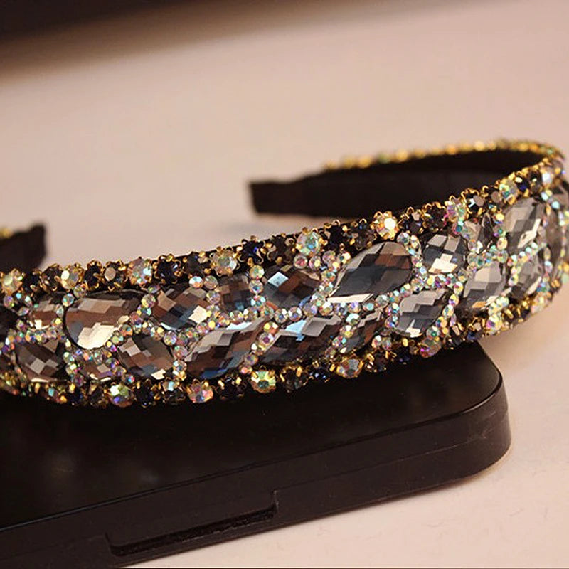 Handmade Black And Gray Luxury Crystal Rhinestone Hairbands