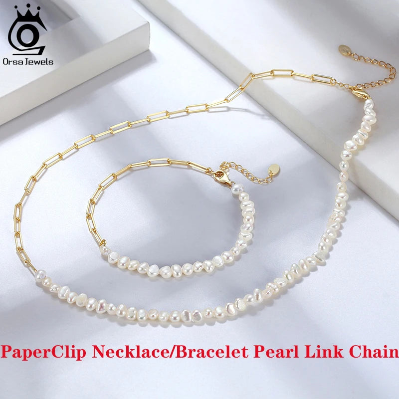 Gold Plated Genuine 925 Sterling Silver Paperclip Neck Chain