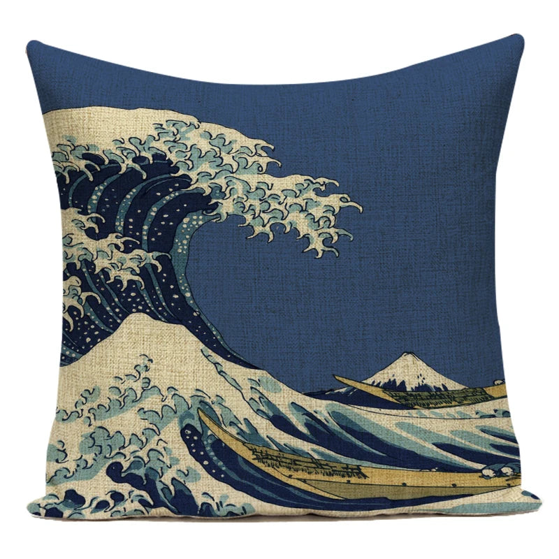 Japanese Style Scenic Printed Throw Pillow Cushion Cover 18x18