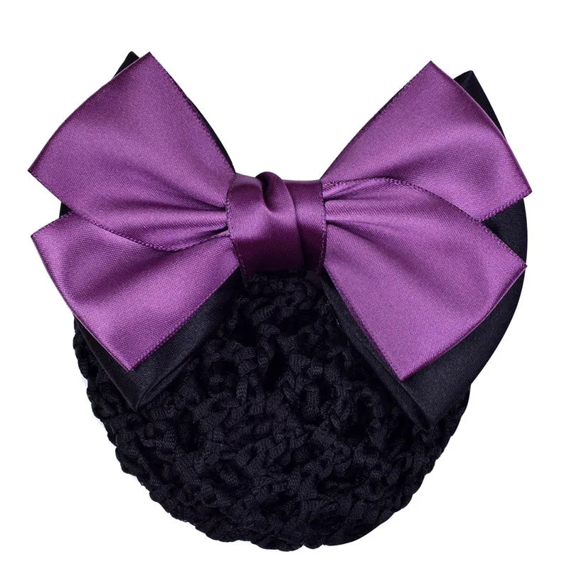 Handmade Double Bow Barrette Snood Net