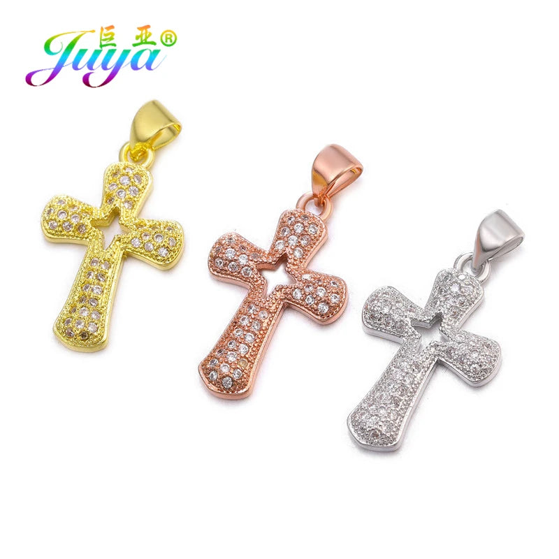 DIY Religious Christian Pendant Cross  Jewelry Making Supplies 3pcs/lot