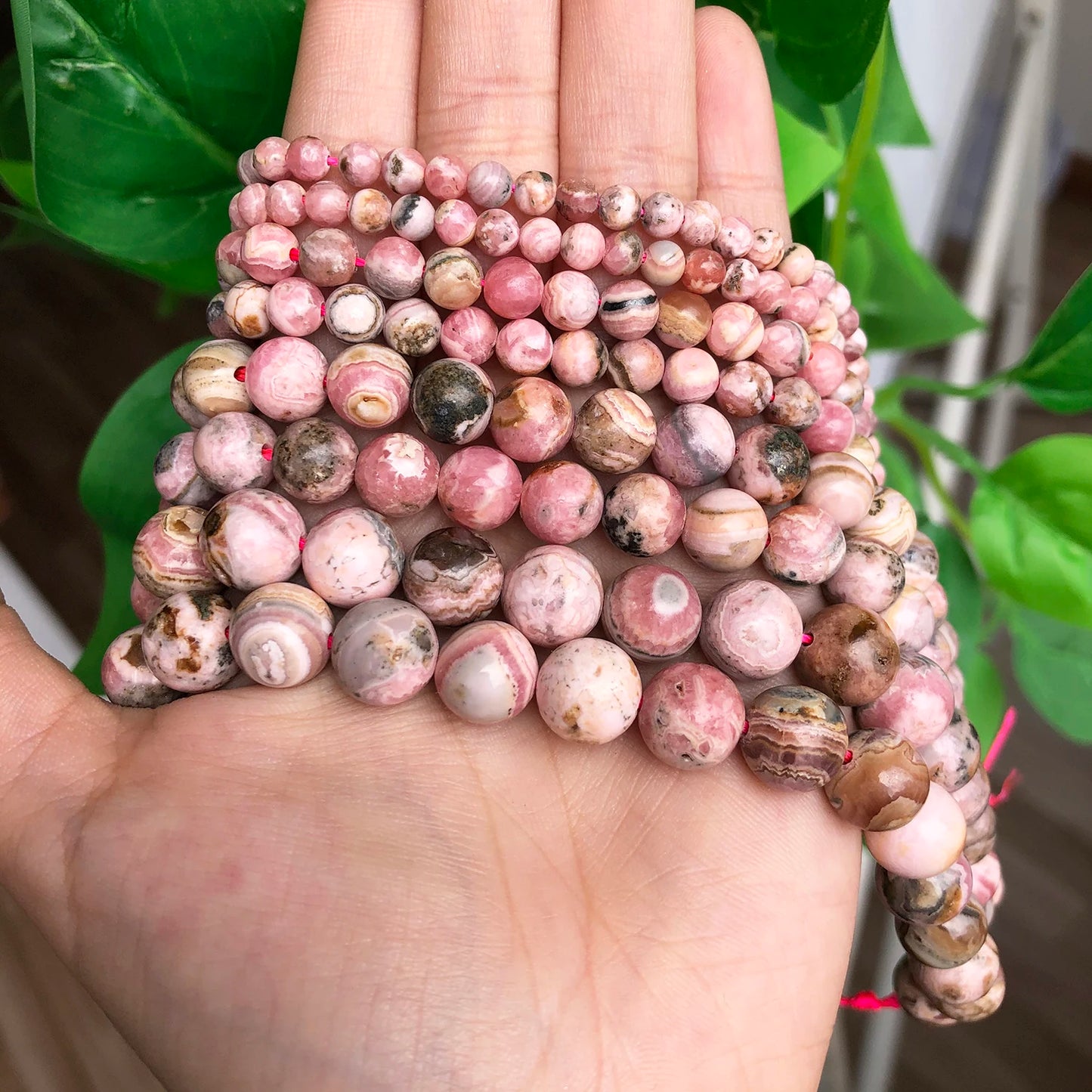 AAA Grade Natural Argentina Rhodochrosite Genuine Stone Round Loose Beads 7.5''